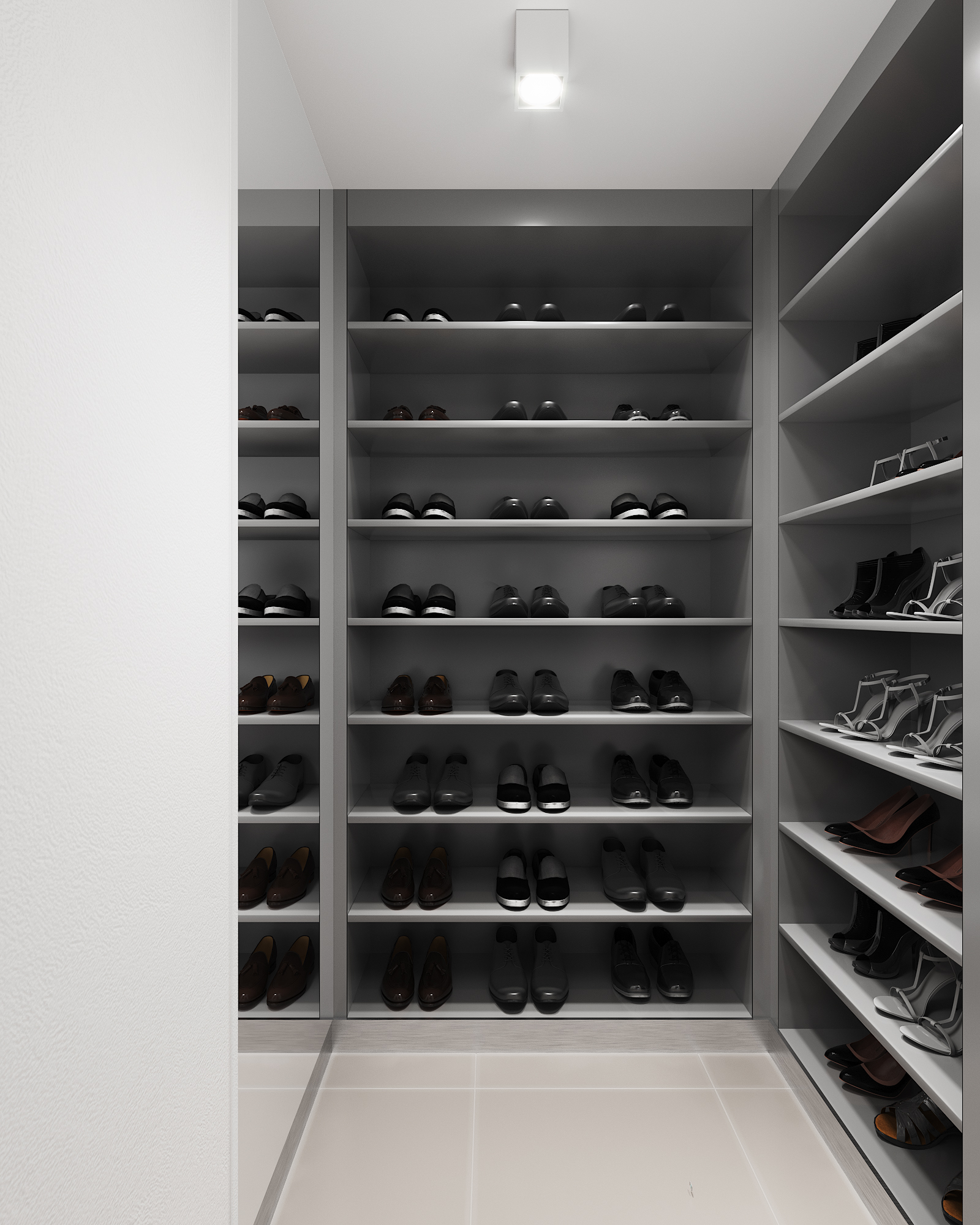 Shoe room with built-in timber lockers at the entrance of Romrawin head office