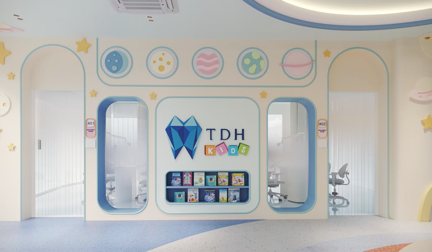 TDH Kids children's dental clinic entrance wall, Bangkok