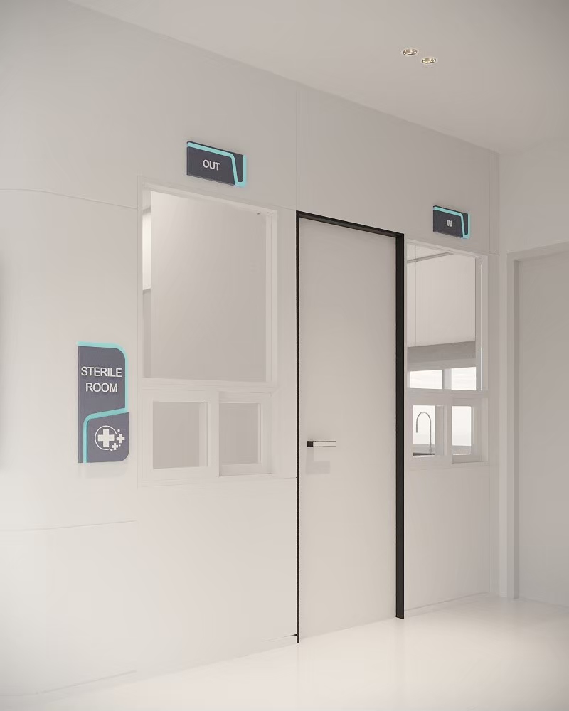 Sterile room with separated in and out doors, dental hospital Bangkok
