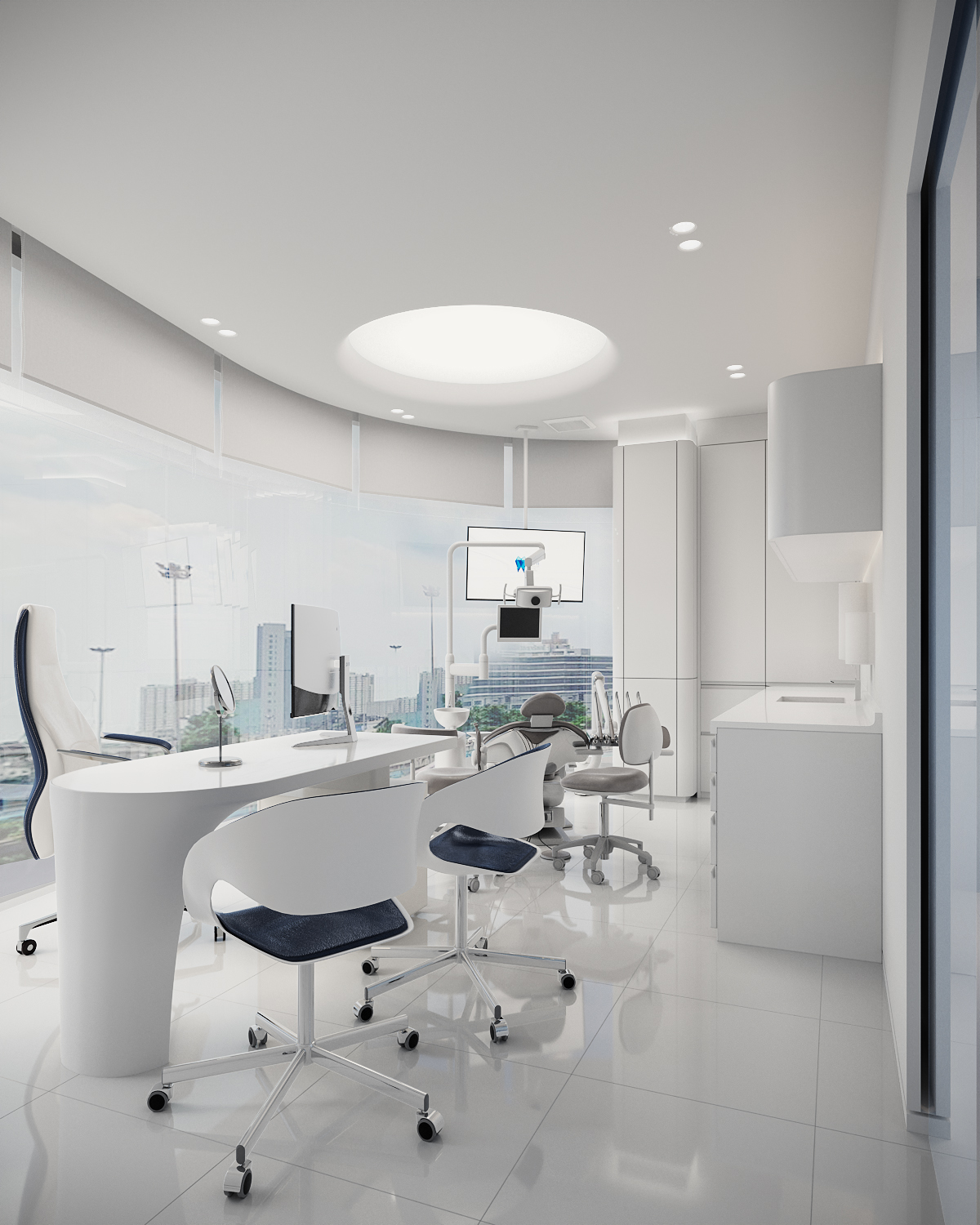 Master dental treatment room with panoramic city view, Bangkok